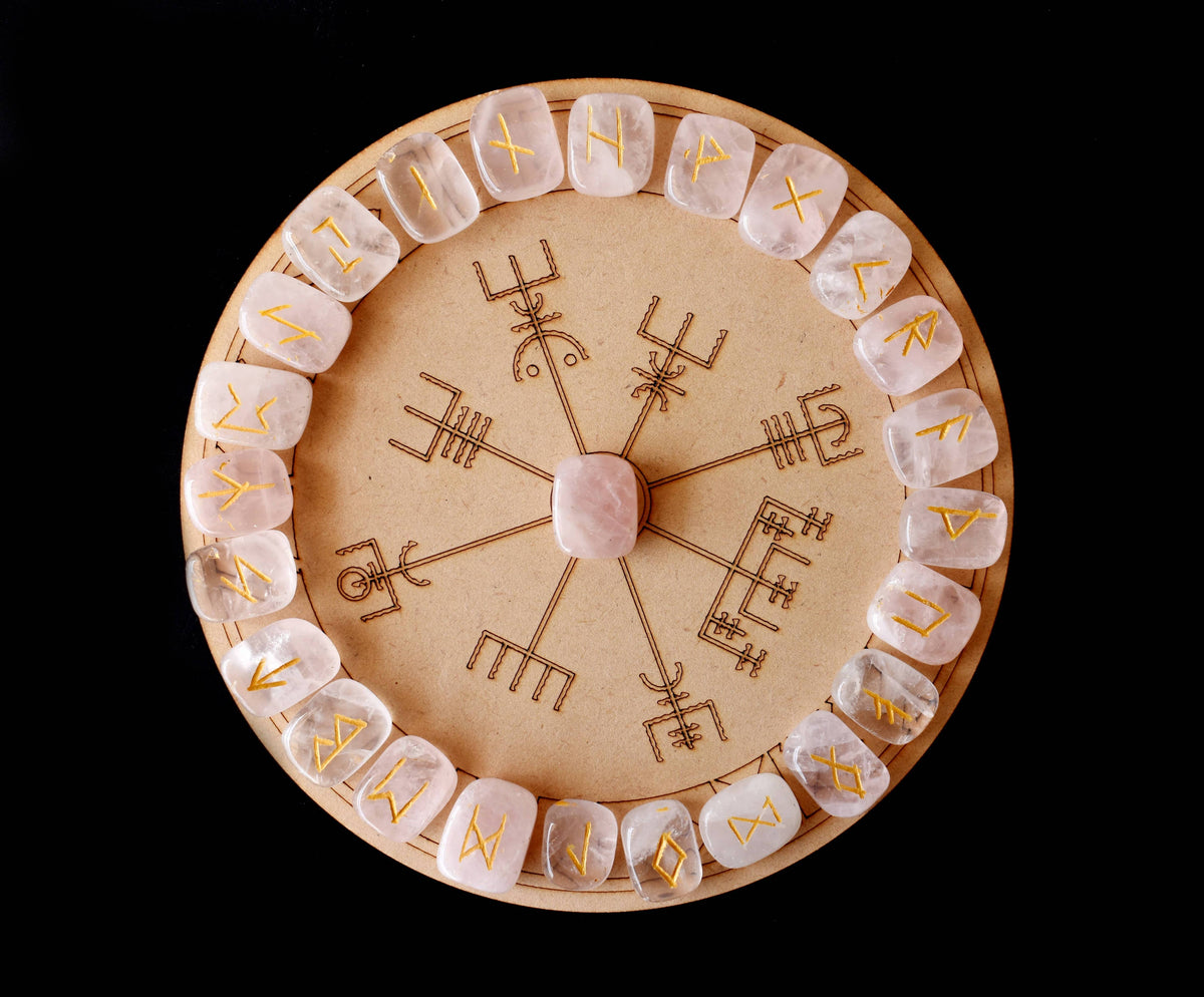 Rose Quartz Futhark Rune Set | Rune Stones | Crystal Runes