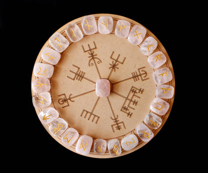 Rose Quartz Futhark Rune Set | Rune Stones | Crystal Runes