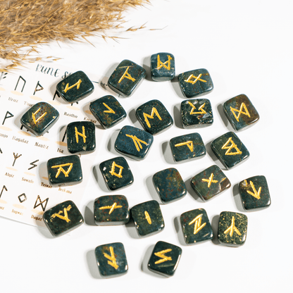 Futhark Rune Set | Bloodstone | Rune Stones | Runic Crystals