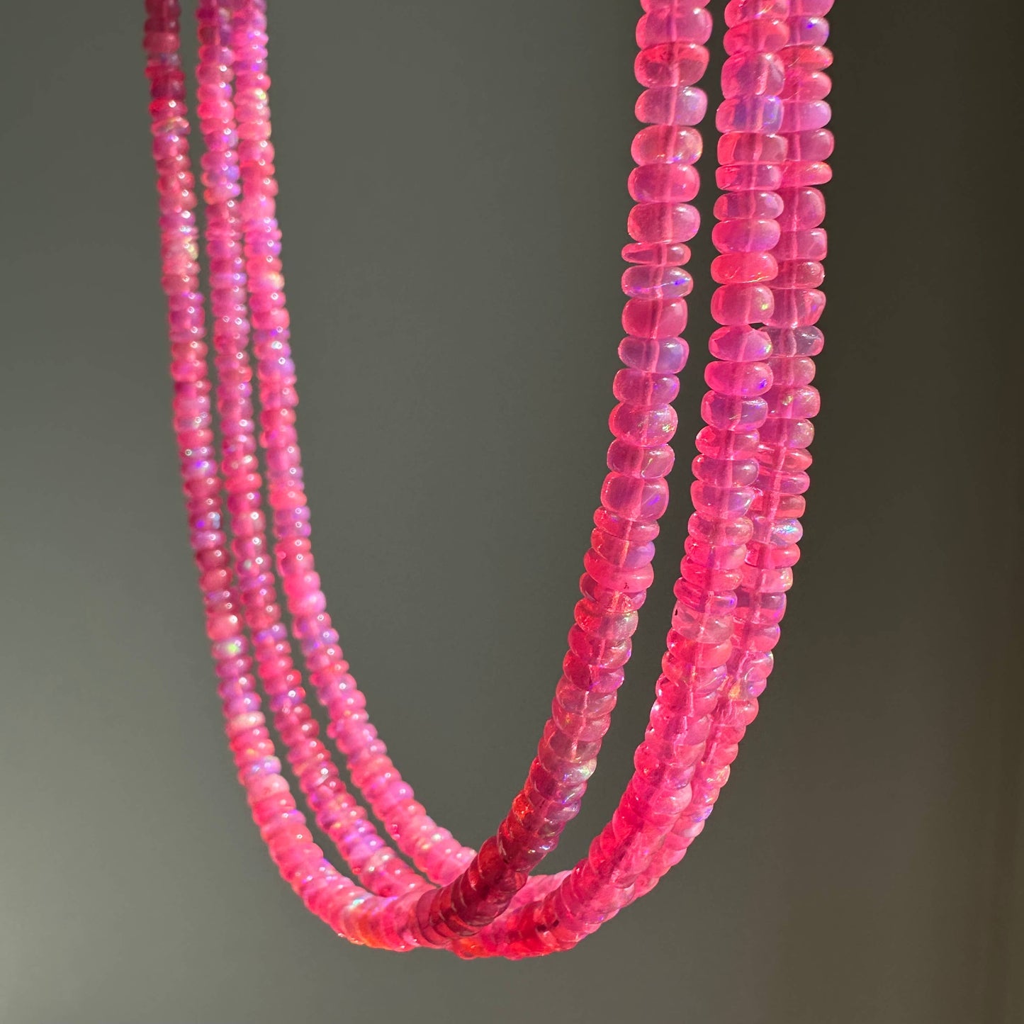 Anokhi Green Neon Pink Ethiopian Opal Necklace | Beaded Necklace | Opals