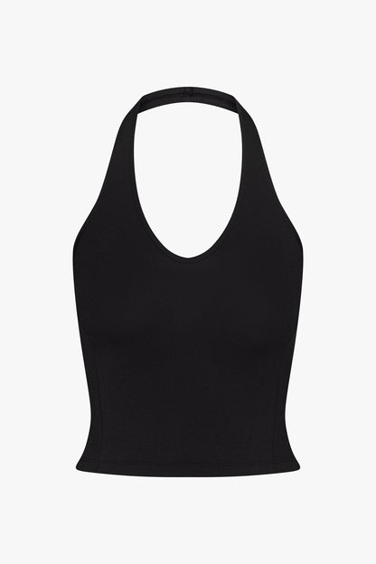 SPORTY HALTER TOP IN ONYX