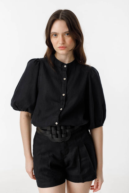 Lanhtropy Helen Leather Belt - Black