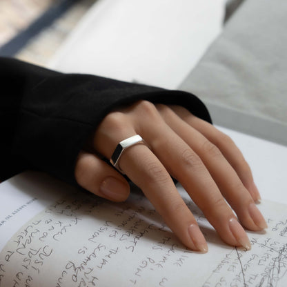 Hex Ring Medium - Sterling Silver