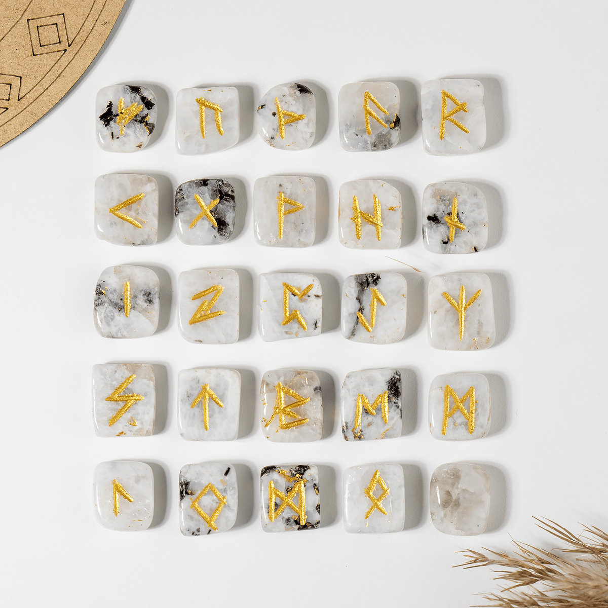 Futhark Rune Set | Rainbow Moonstone | Rune Casting