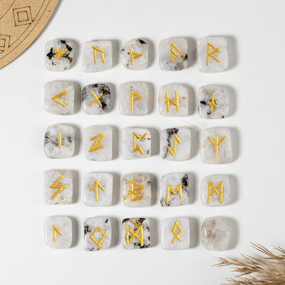 Futhark Rune Set | Rainbow Moonstone | Rune Casting