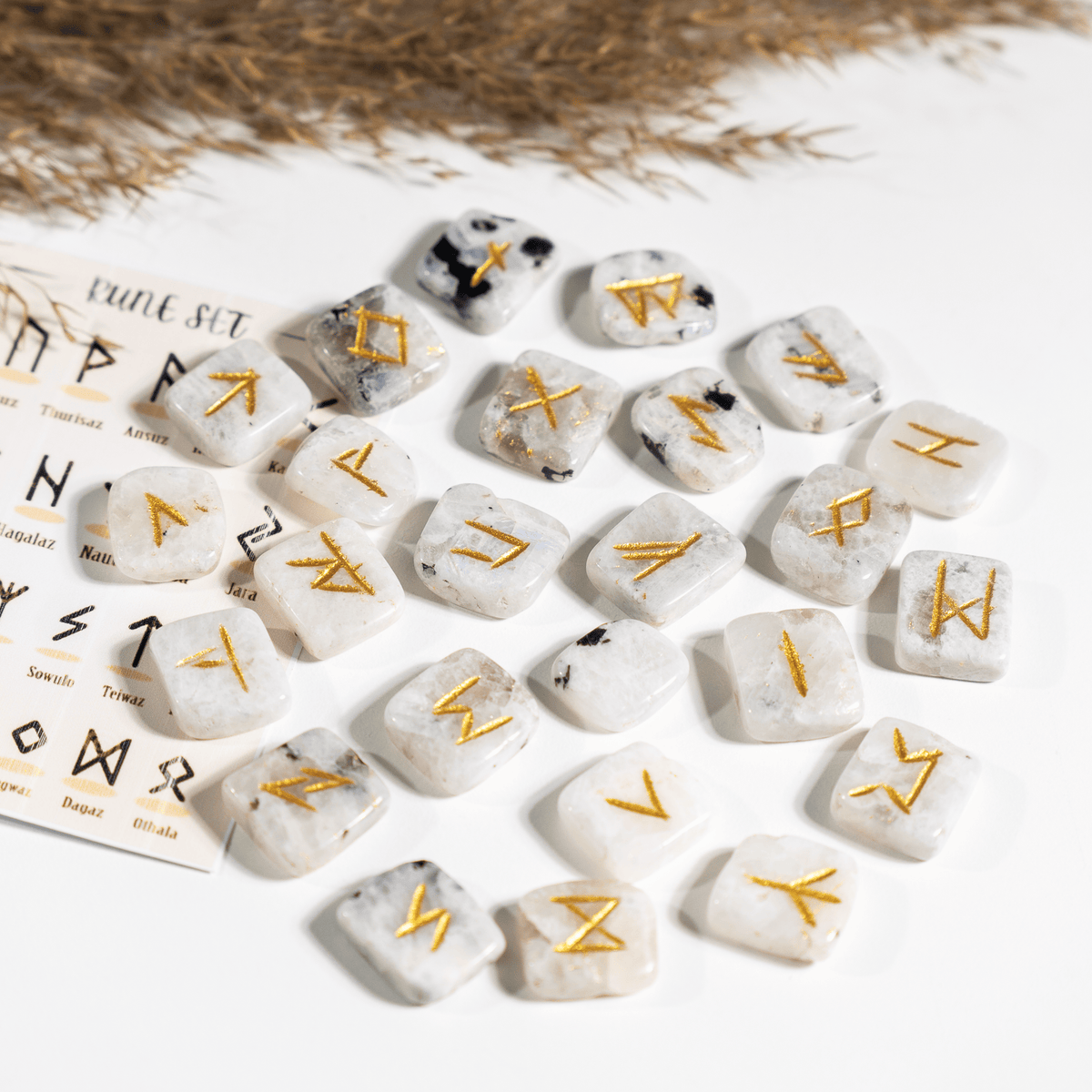 Futhark Rune Set | Rainbow Moonstone | Rune Casting
