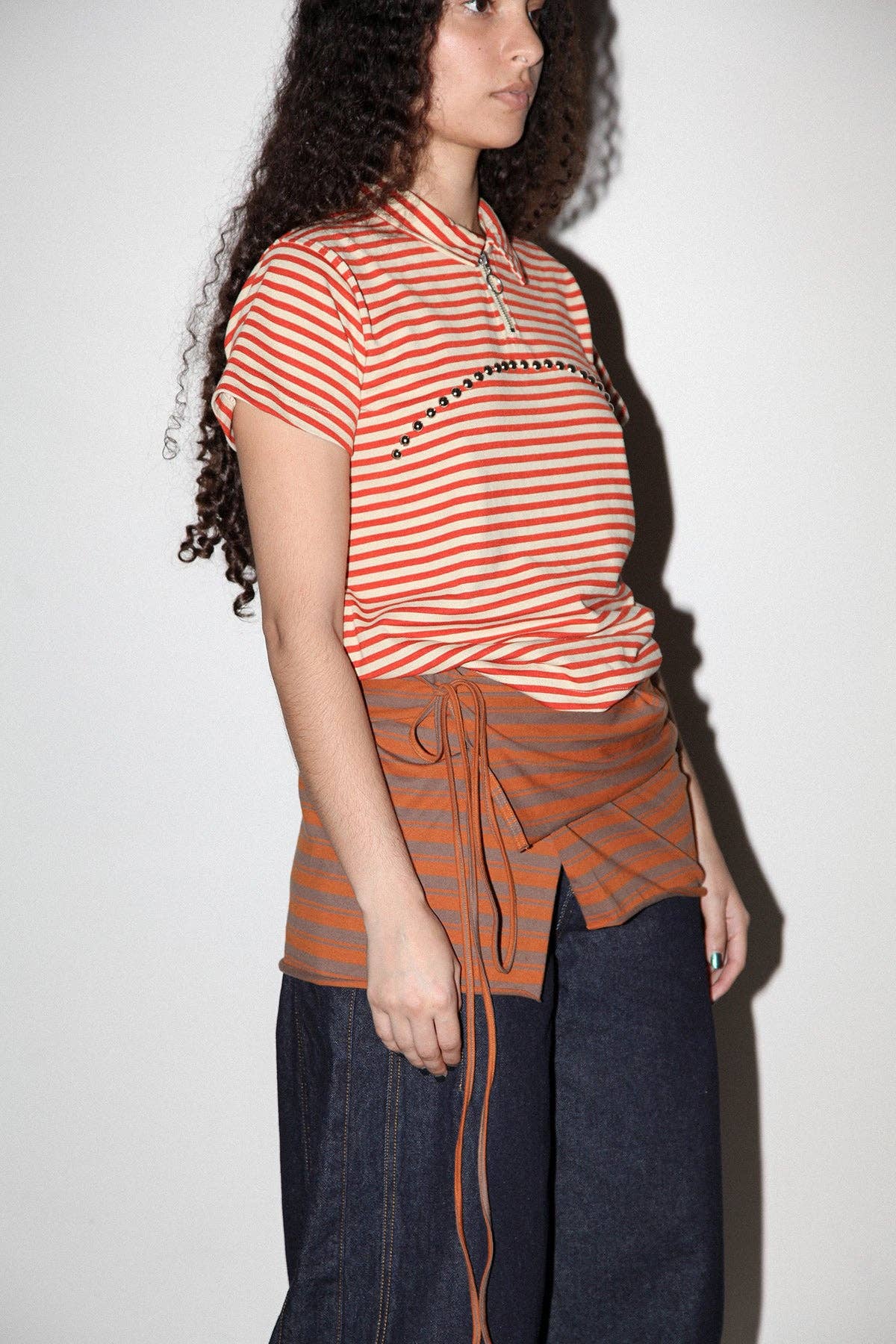 KKCo Wrap Peplum in Striped Clay