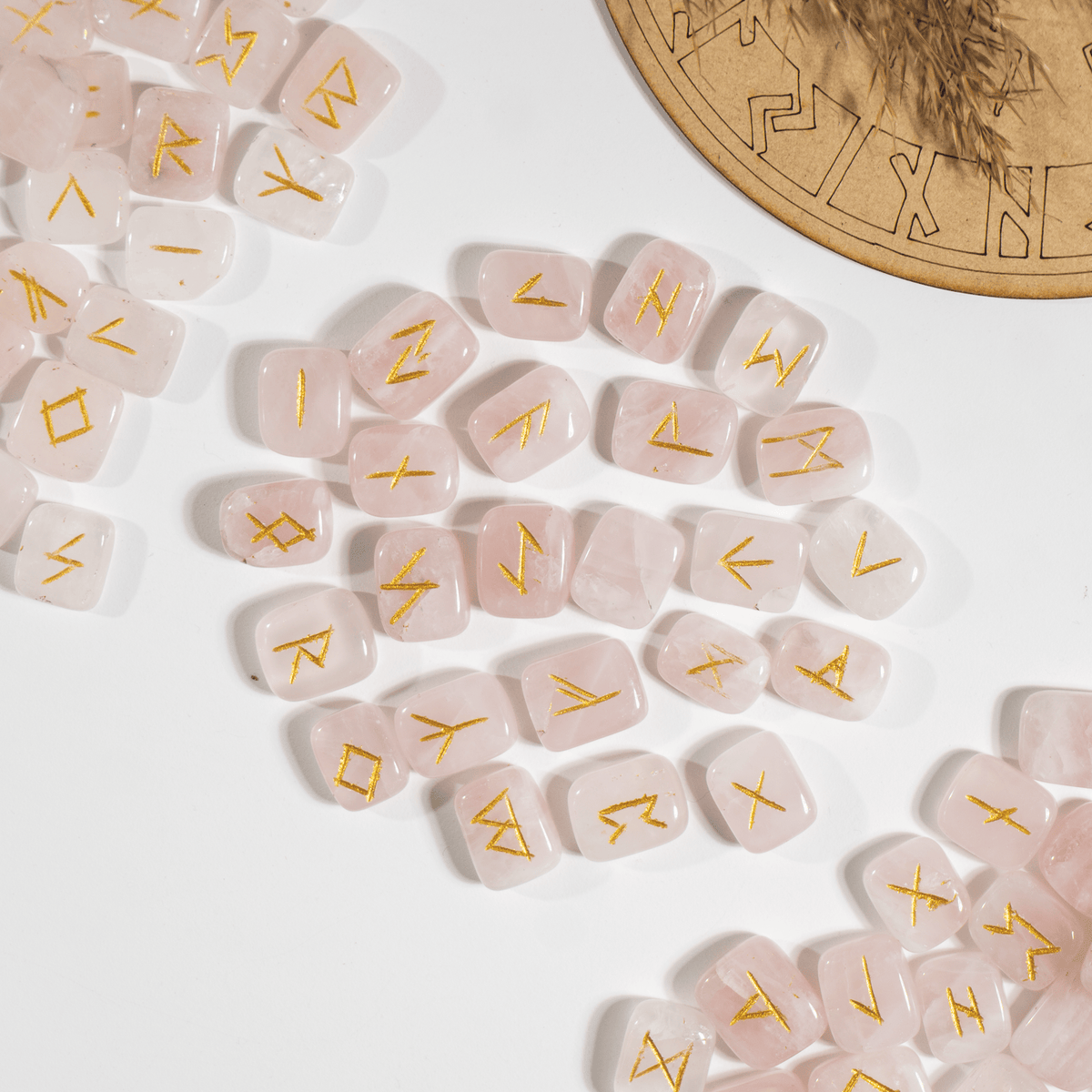 Rose Quartz Futhark Rune Set | Rune Stones | Crystal Runes