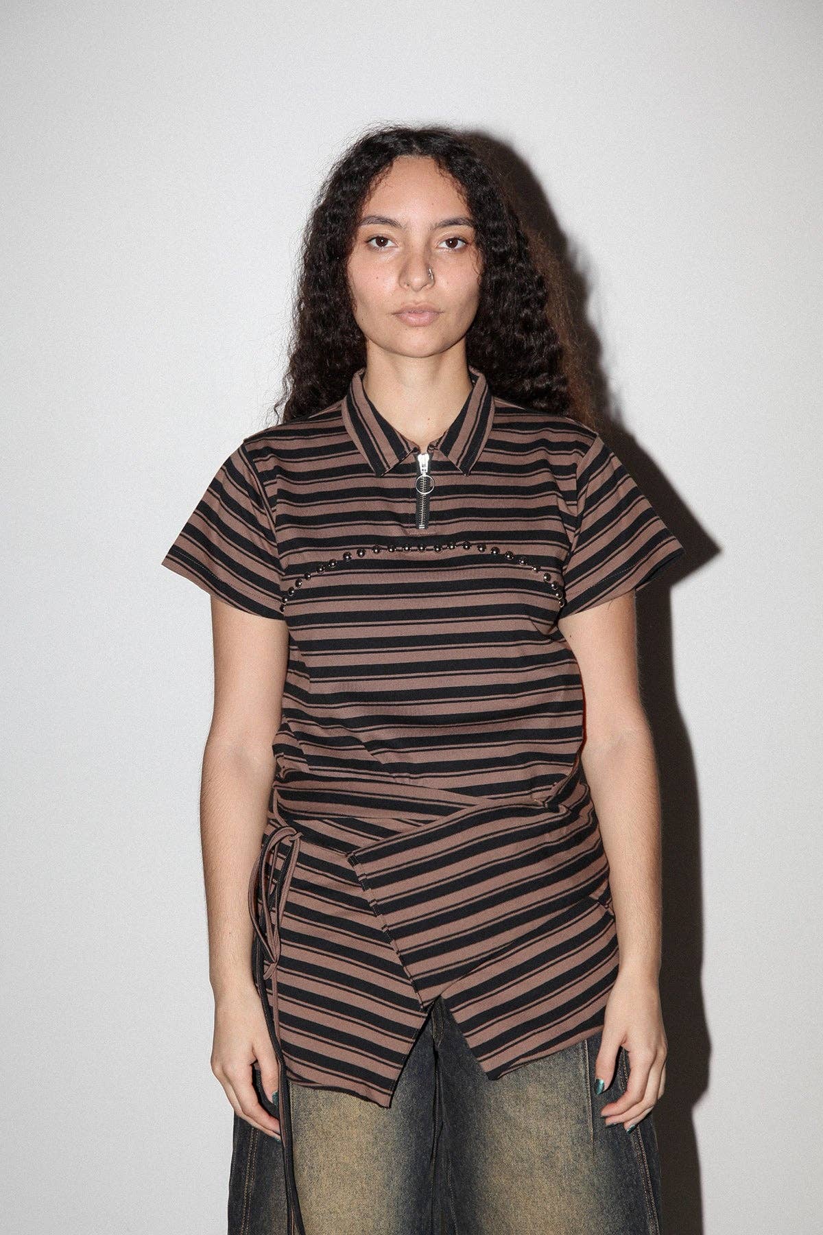 KKCo Wrap Peplum in Striped Mud