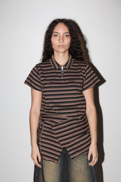 KKCo Wrap Peplum in Striped Mud