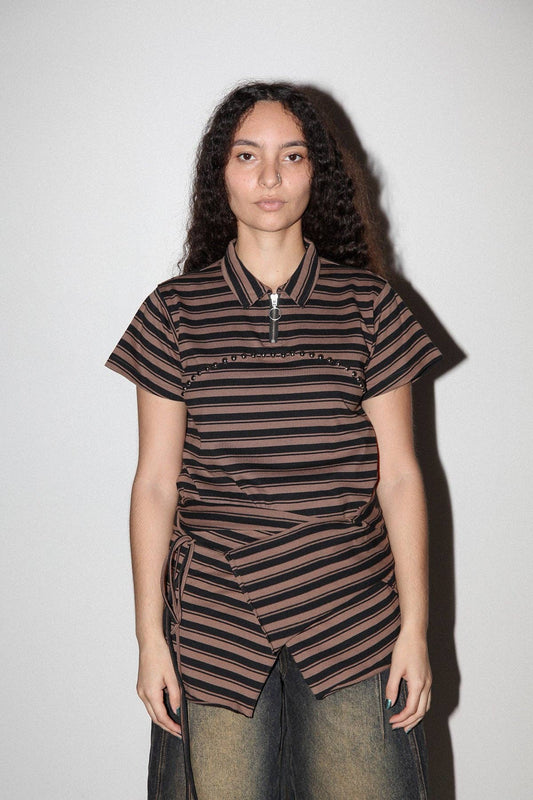 KKCo Wrap Peplum in Striped Mud