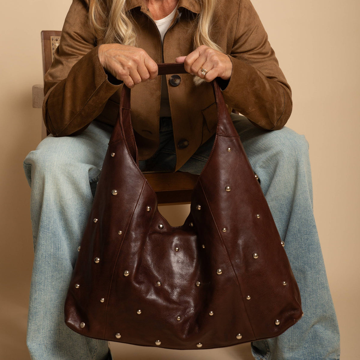 Latico Leathers Lindsey Studded Shoulder Bag
