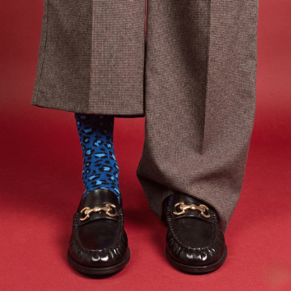 KLUE Glitter Lurex socks in eco-friendly Lyocell | Leopard night blue