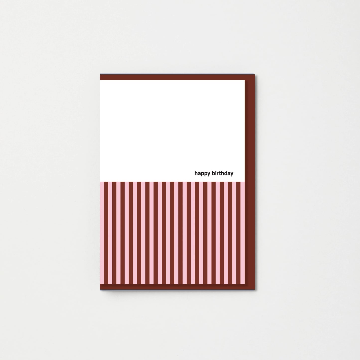 PINK & BROWN STRIPE SPRING HAPPY BIRTHDAY CARD