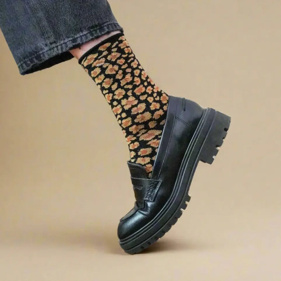 KLUE Glitter Lurex Leopard Socks