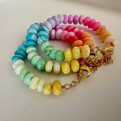 Pastel Rainbow Bracelet | Peruvian Opal | Beaded Bracelet