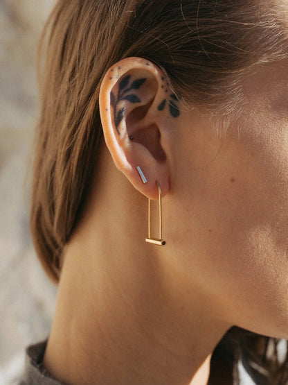 Cindre Elongated Baby Bike Lock Earrings