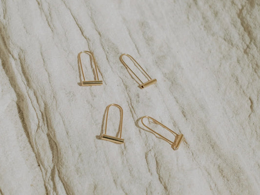 Cindre Elongated Baby Bike Lock Earrings