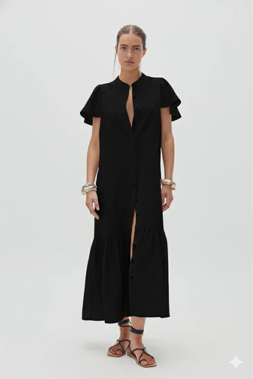 Lanhtropy Willow Linen Dress | Black