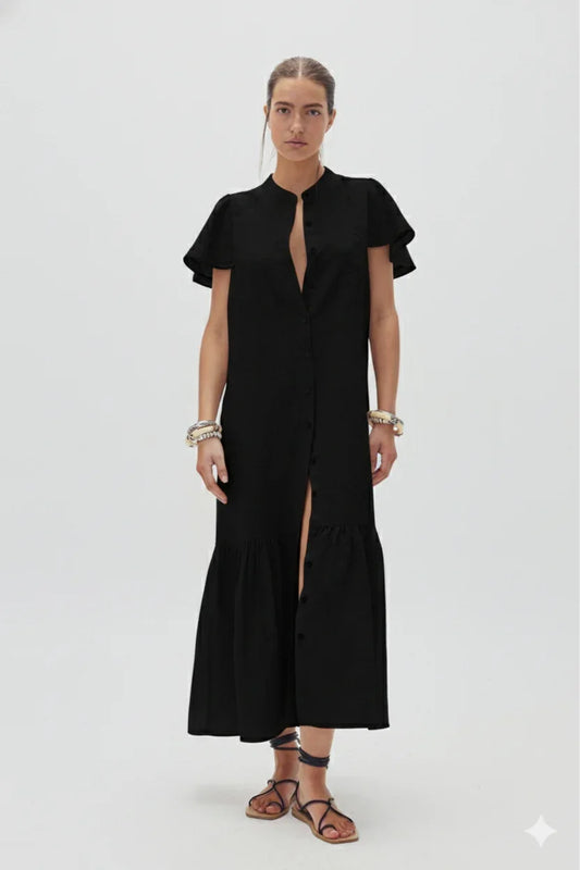 Lanhtropy Willow Linen Dress | Black