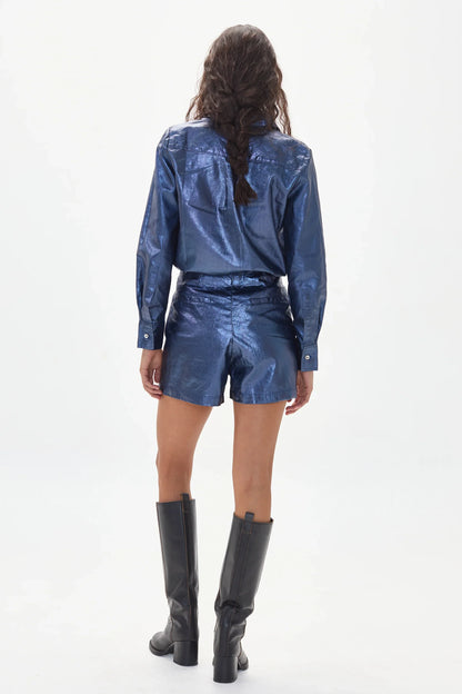 Lanhtropy Frida Metallic Linen Shorts