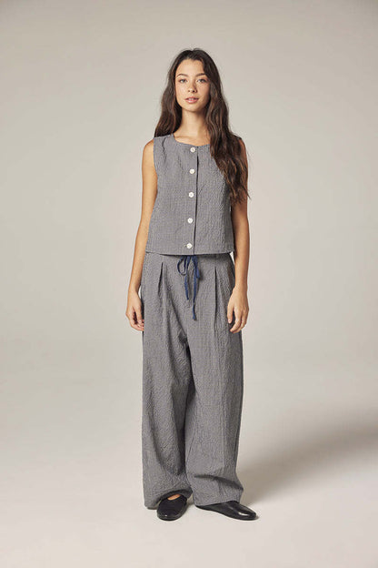 Amente Plaid Wide Leg Pants