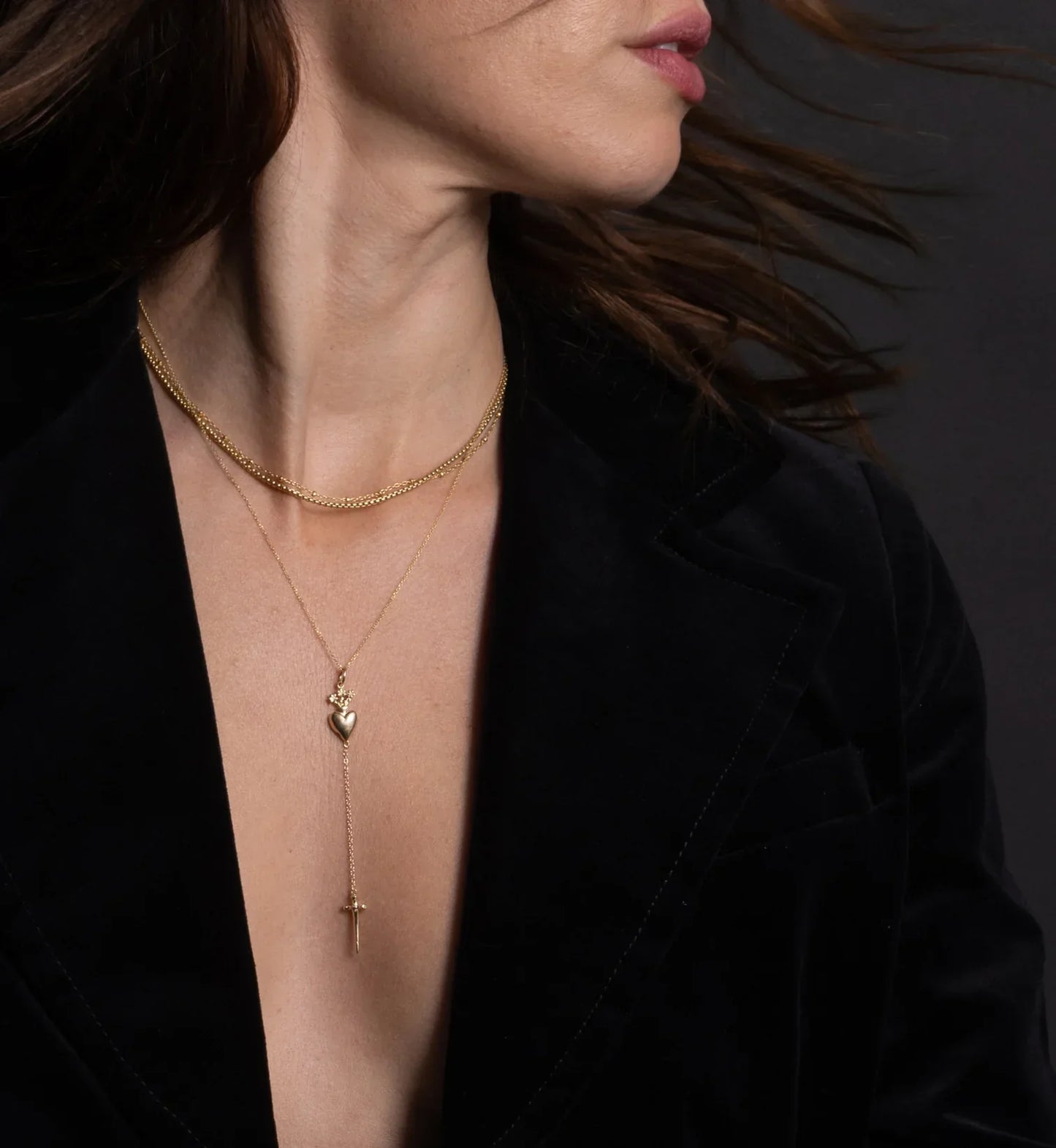 Talon Jewelry Sacred Heart Drop Necklace