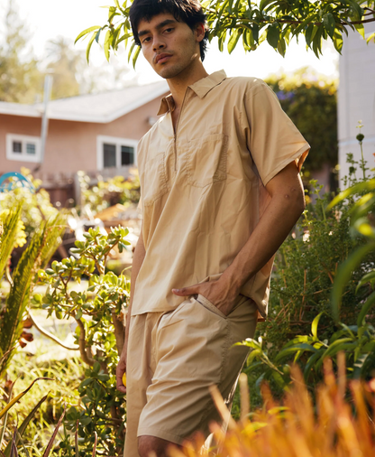 Monostereo | Garden 1/4 Zip Shirt - Sand