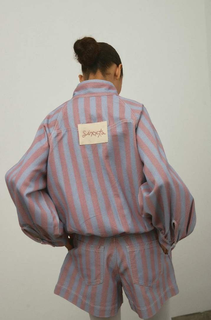 Sixxta Sky Pink Bomber Jacket