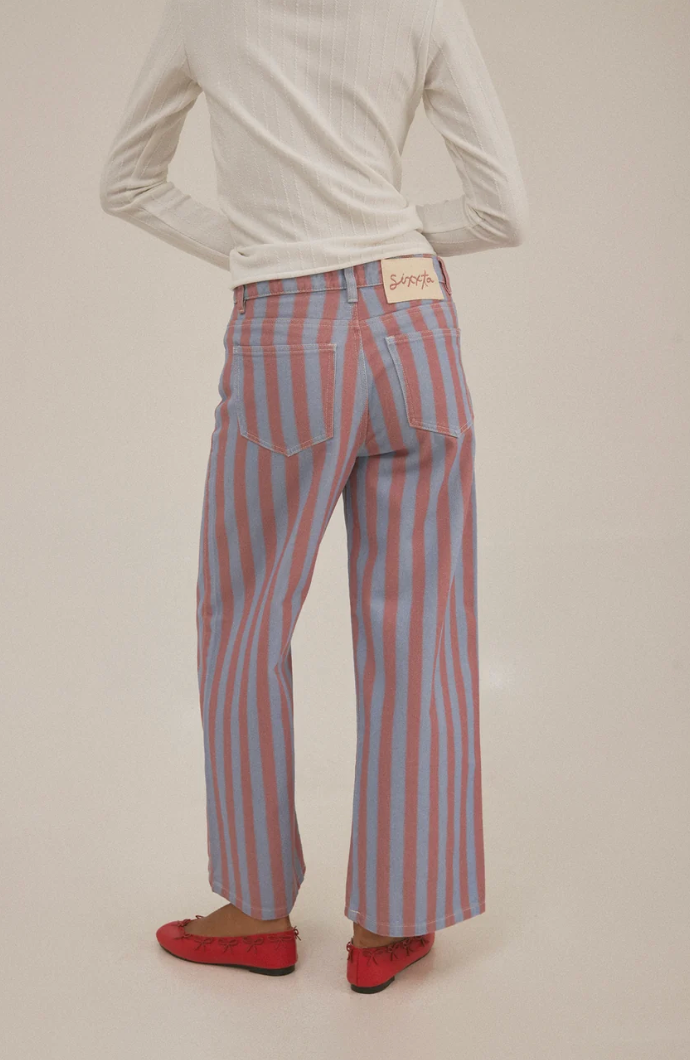 Sixxta Sky Pink Wide-Leg Jeans