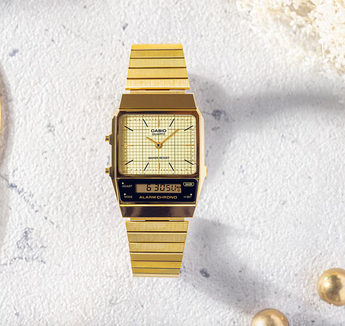 Gold Analog/Digital Hybrid Casio Vintage