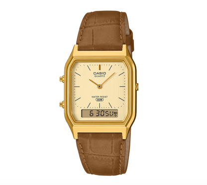 Gold Analog Leather Strap Casio Vintage