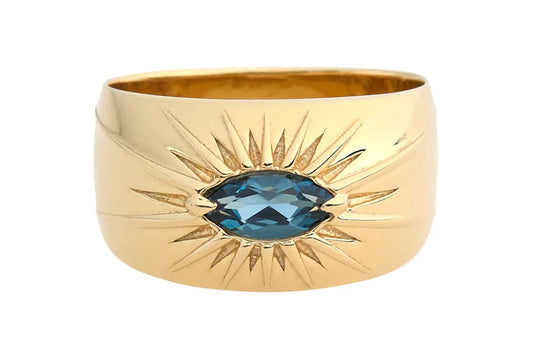 Talon Jewelry 14K Vermeil Starburst Band | London Blue Topaz