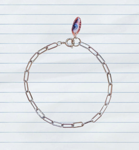 Haricot Vert Silver Paperclip Link Bracelet