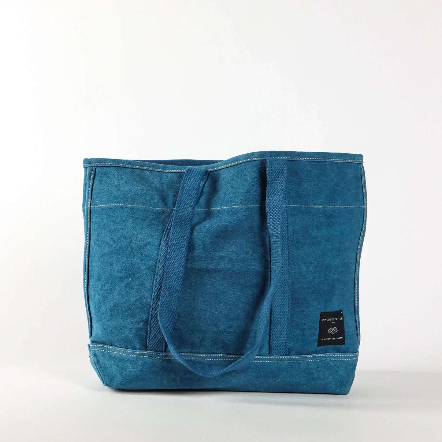 Immodest Cotton Small East West Tote | Indigo