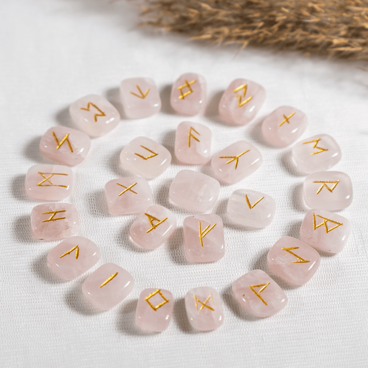 Rose Quartz Futhark Rune Set | Rune Stones | Crystal Runes