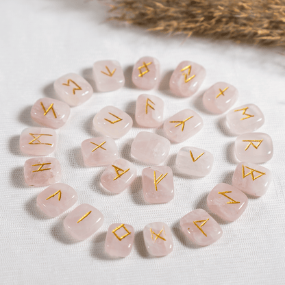 Rose Quartz Futhark Rune Set | Rune Stones | Crystal Runes