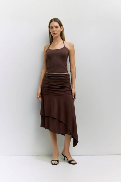 The Crystal Skirt | Ruched Asymmetrical Knit Skirt
