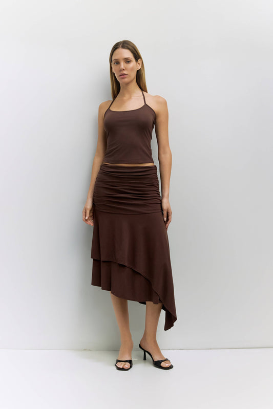 The Crystal Skirt | Ruched Asymmetrical Knit Skirt