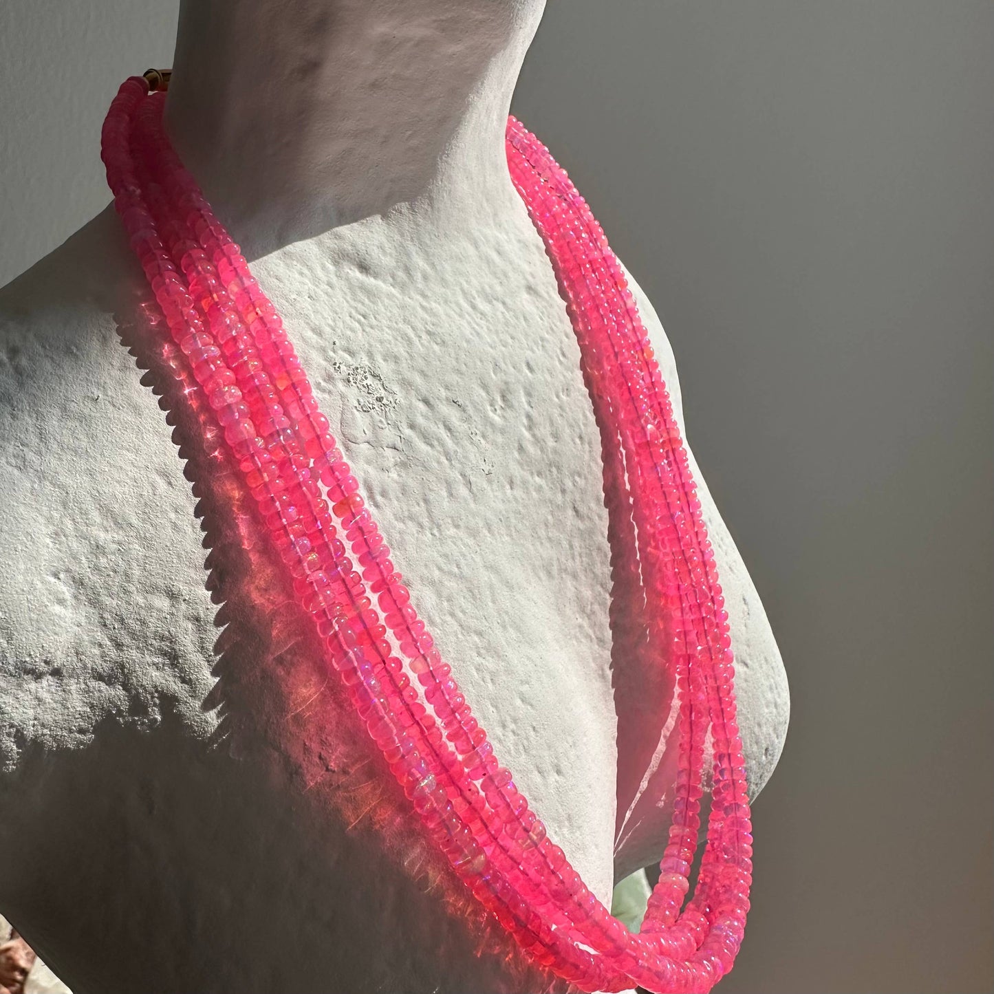 Anokhi Green Neon Pink Ethiopian Opal Necklace | Beaded Necklace | Opals