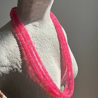 Anokhi Green Neon Pink Ethiopian Opal Necklace | Beaded Necklace | Opals