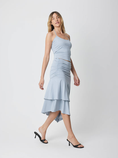 The Crystal Skirt | Ruched Asymmetrical Knit Skirt