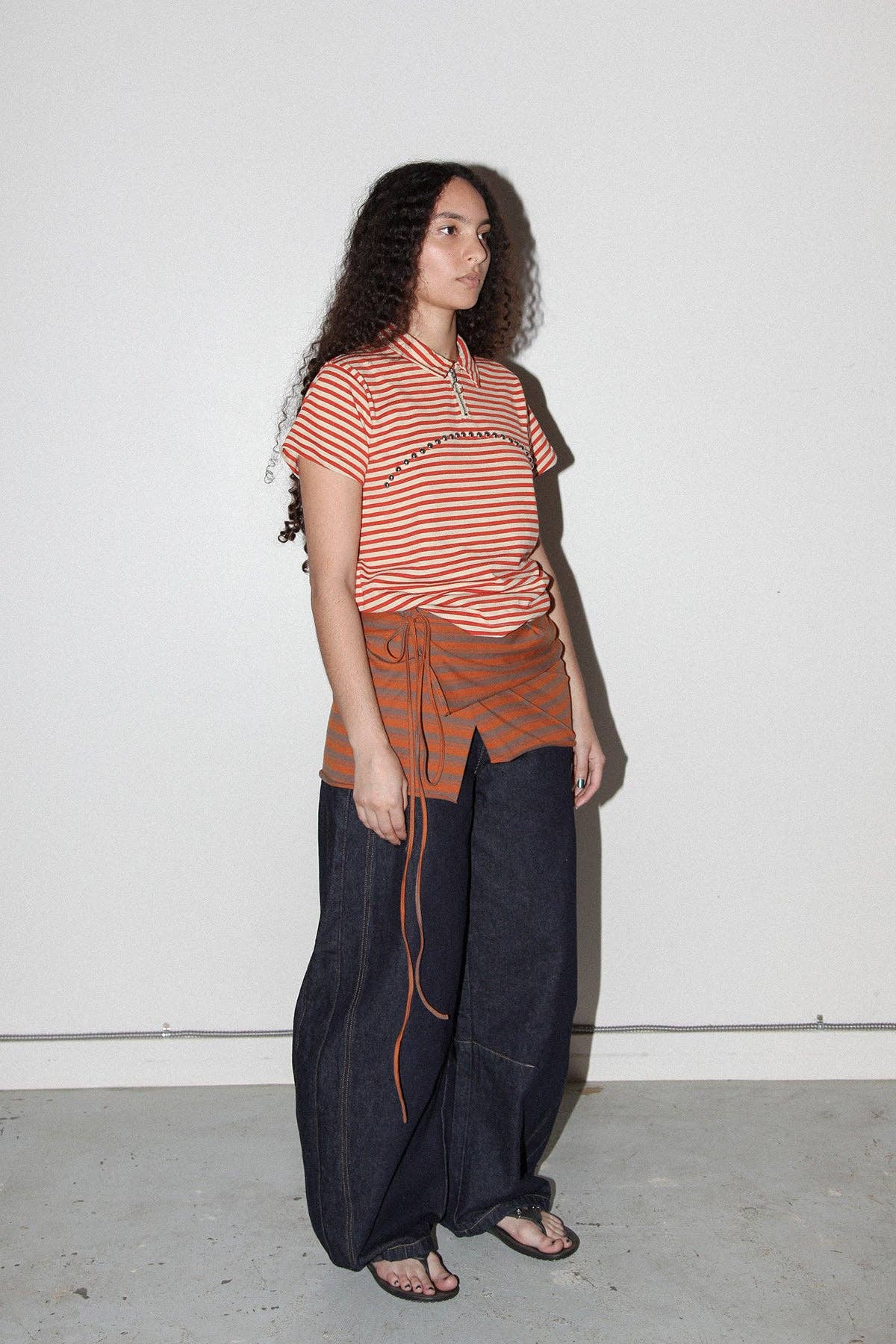 KKCo Wrap Peplum in Striped Clay