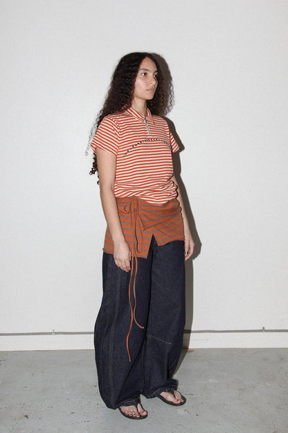 KKCo Wrap Peplum in Striped Clay