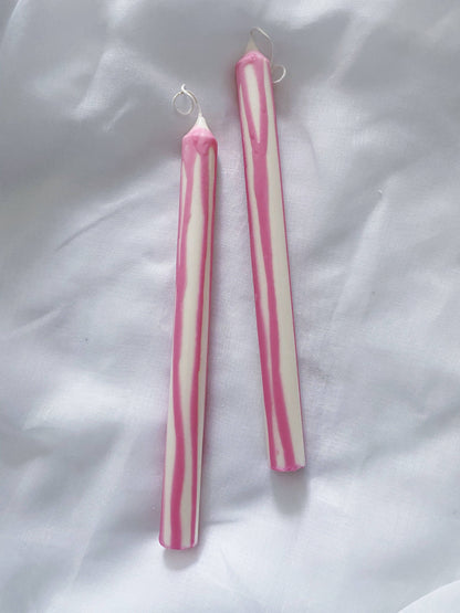 Pink Abstract Drip Candle sticks Set. Vegan, soy.