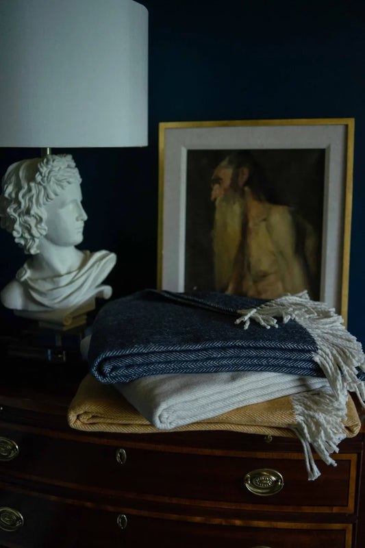 Evangeline Linens Cotton Herringbone Throw Blanket