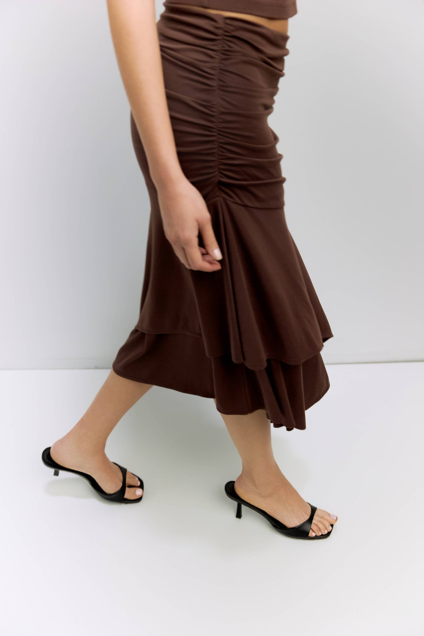 The Crystal Skirt | Ruched Asymmetrical Knit Skirt