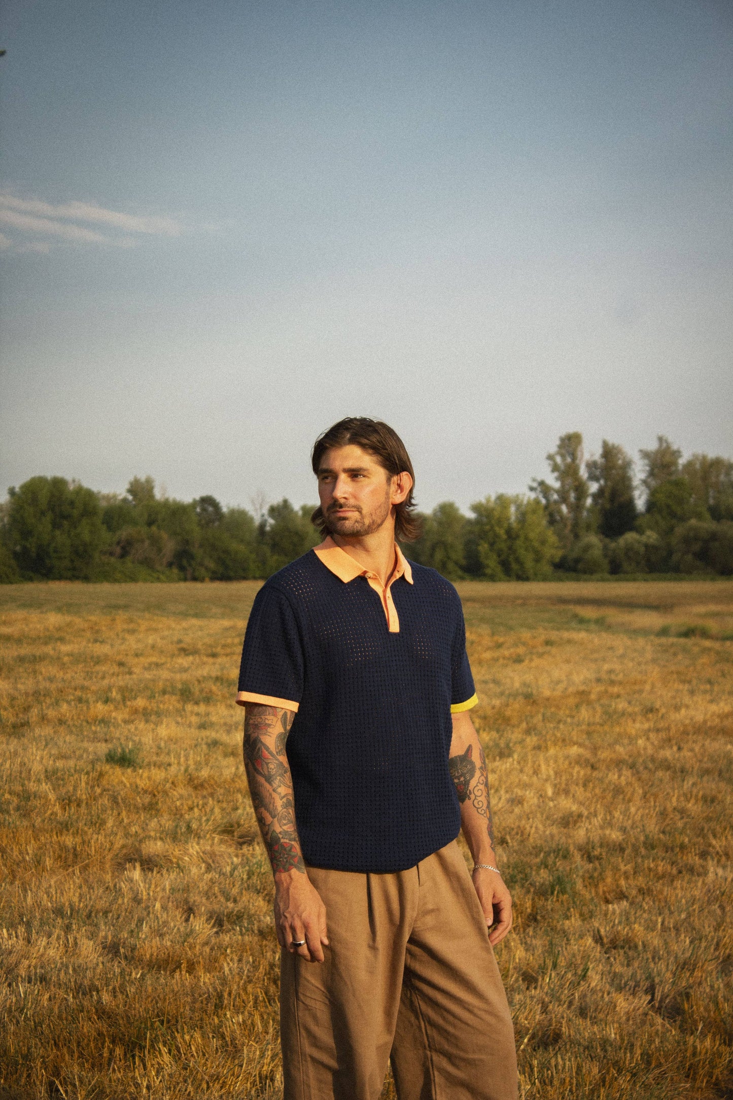 Good Days Open Knit Navy Polo