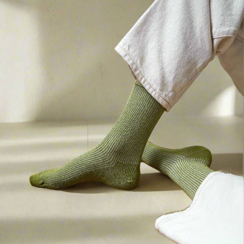 KLUE Glitter Lurex socks in eco-friendly Lyocell | Olive Green
