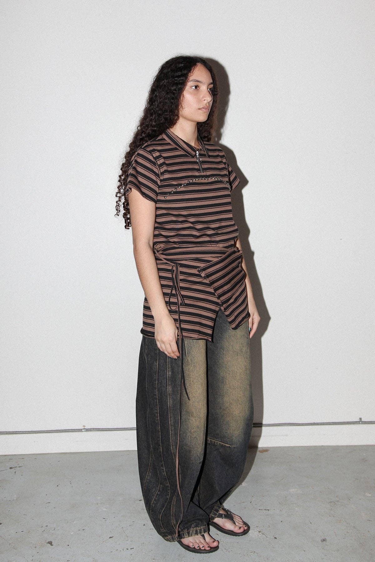KKCo Wrap Peplum in Striped Mud